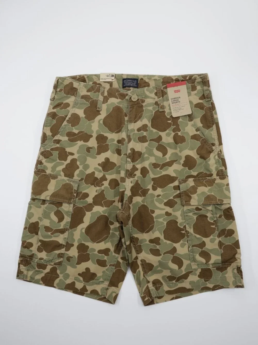 Levi's Men's Carrier Cargo Cotton Camo Comfortable Shorts‎ Green/Brown Size 34